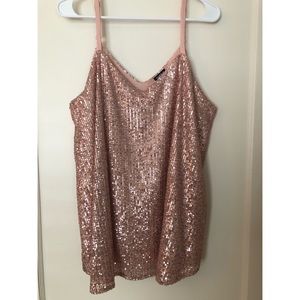 Rose gold sequin tank top